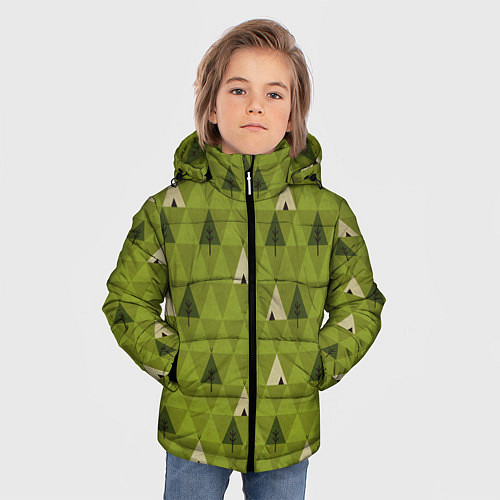 Зимняя куртка для мальчика Лес Текстура / 3D-Черный – фото 3