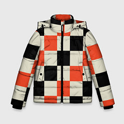 Куртка зимняя для мальчика Образец шахматной доски, цвет: 3D-черный