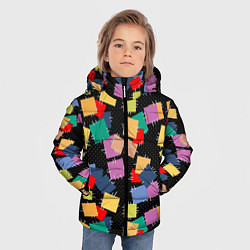 Куртка зимняя для мальчика Заплатки на черном фоне, цвет: 3D-светло-серый — фото 2