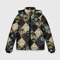 Куртка зимняя для мальчика Лоскутное шитье, цвет: 3D-черный