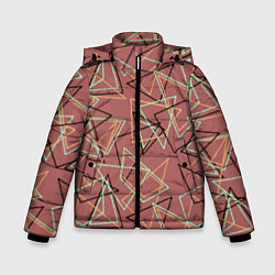 Куртка зимняя для мальчика Террактовый геометрический, цвет: 3D-светло-серый