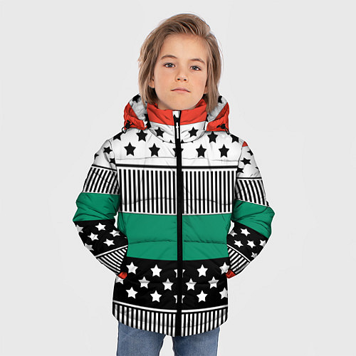 Зимняя куртка для мальчика Полосатый звездный узор / 3D-Черный – фото 3