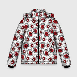 Куртка зимняя для мальчика Красно черный узор на белом, цвет: 3D-светло-серый