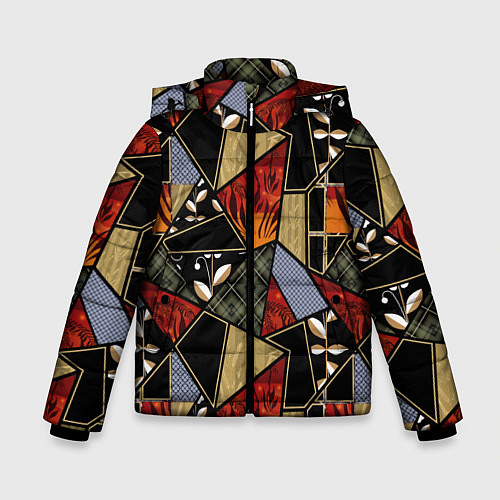 Зимняя куртка для мальчика Разноцветные заплатки / 3D-Светло-серый – фото 1