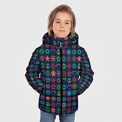 Куртка зимняя для мальчика Морской разноцветный узор, цвет: 3D-черный — фото 2