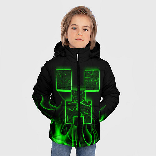 Зимняя куртка для мальчика MINECRAFT TEXTURE FIRE / 3D-Черный – фото 3