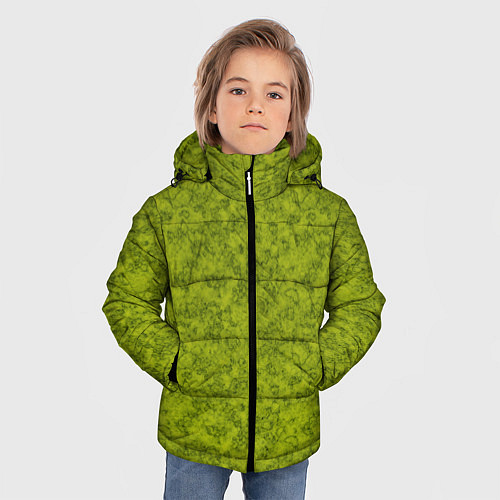 Зимняя куртка для мальчика Зеленый мраморный узор / 3D-Черный – фото 3