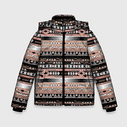 Куртка зимняя для мальчика Полосатый этнический орнамент, цвет: 3D-светло-серый