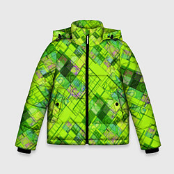 Куртка зимняя для мальчика Ярко-зеленый абстрактный узор, цвет: 3D-красный