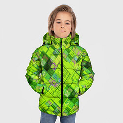 Куртка зимняя для мальчика Ярко-зеленый абстрактный узор, цвет: 3D-черный — фото 2