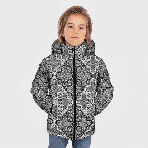 Зимняя куртка для мальчика Черно-белый орнамент / 3D-Черный – фото 3