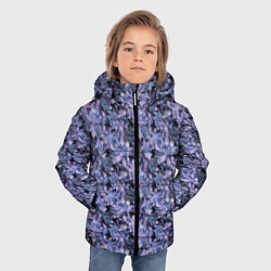 Куртка зимняя для мальчика Сине-фиолетовый цветочный узор, цвет: 3D-черный — фото 2