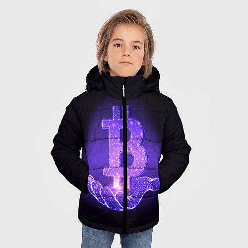 Зимняя куртка для мальчика BITCOIN IN HAND БИТКОИН / 3D-Черный – фото 3