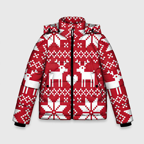 Зимняя куртка для мальчика Рождественские олени / 3D-Светло-серый – фото 1