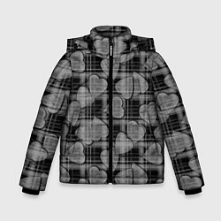 Зимняя куртка для мальчика Черно-серый клетчатый узор