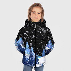 Куртка зимняя для мальчика Снежная ночь в зимнем лесу, цвет: 3D-черный — фото 2