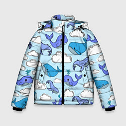 Куртка зимняя для мальчика Небесные киты цвет, цвет: 3D-черный