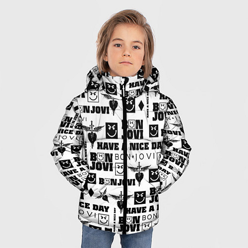 Зимняя куртка для мальчика BON JOVI ЛОГОБОМБИНГ БОН ДЖОВИ ПАТТЕРН / 3D-Черный – фото 3