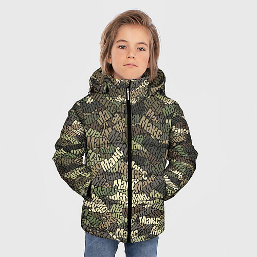Зимняя куртка для мальчика Именной камуфляж Макс / 3D-Красный – фото 3