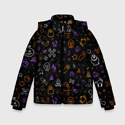 Куртка зимняя для мальчика ХЕЛЛОУИН ПАТТЕРН НЕОН HALLOWEEN NEON, цвет: 3D-черный