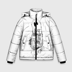 Куртка зимняя для мальчика Добродушное приведение белый, полиэстер, цвет: 3D-черный