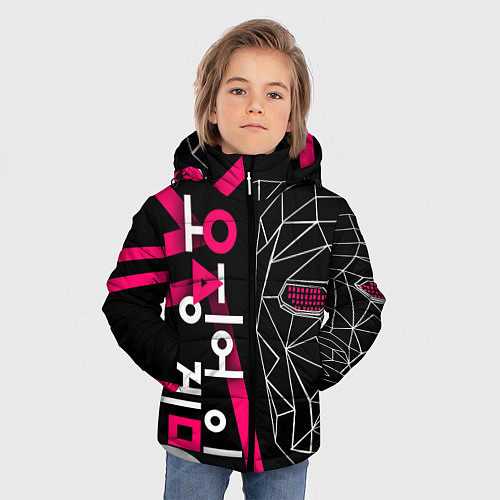 Зимняя куртка для мальчика Игра в кальмара: Маска ведущего / 3D-Черный – фото 3