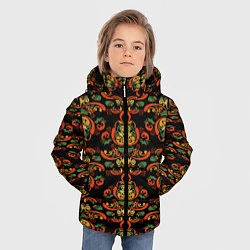 Куртка зимняя для мальчика Хохломские узоры II black, цвет: 3D-черный — фото 2