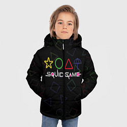 Куртка зимняя для мальчика ИГРА В КАЛЬМАРА ФИГУРЫ УЗОР, цвет: 3D-светло-серый — фото 2