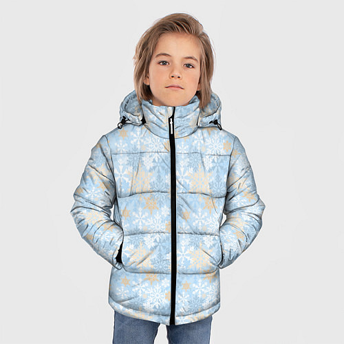 Зимняя куртка для мальчика Узоры Снежинки / 3D-Черный – фото 3