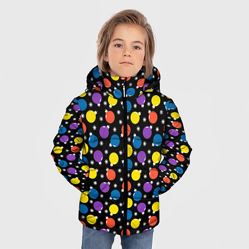 Зимняя куртка для мальчика Новогодние Лампочки / 3D-Черный – фото 3