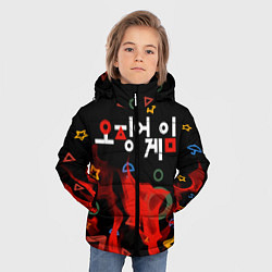 Куртка зимняя для мальчика Игра в кальмара пламя, цвет: 3D-светло-серый — фото 2
