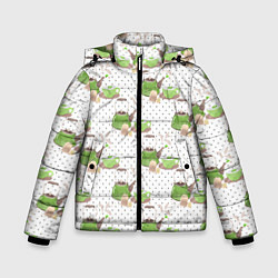 Куртка зимняя для мальчика Зеленый чай, цвет: 3D-черный