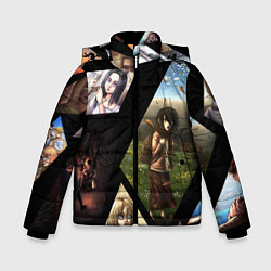 Куртка зимняя для мальчика Атака титанов портреты, цвет: 3D-черный
