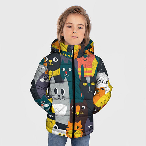 Зимняя куртка для мальчика Крутые коты / 3D-Светло-серый – фото 3