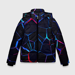 Куртка зимняя для мальчика Неоновые 3D плиты Неоновые плиты, цвет: 3D-светло-серый