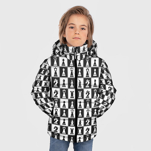 Зимняя куртка для мальчика Шахматы Шахматные Фигуры / 3D-Черный – фото 3