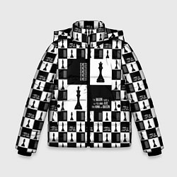 Куртка зимняя для мальчика Шахматы Король и королева 2022, цвет: 3D-черный