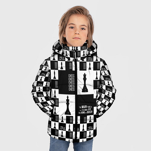 Зимняя куртка для мальчика Шахматы Король и королева 2022 / 3D-Черный – фото 3