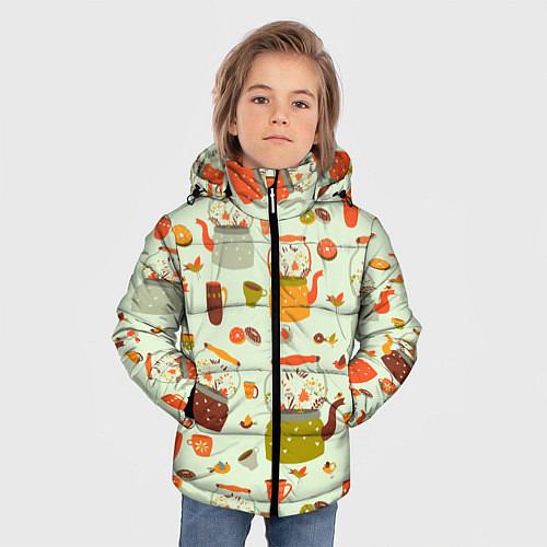 Зимняя куртка для мальчика Осенние чаепитие / 3D-Черный – фото 3