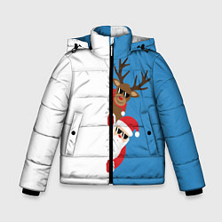 Куртка зимняя для мальчика Крутые Санта и Олень, цвет: 3D-красный
