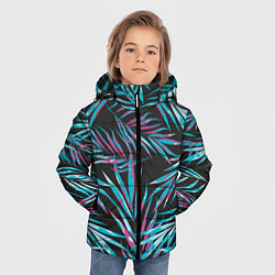 Куртка зимняя для мальчика Листья Пальм Неон, цвет: 3D-черный — фото 2