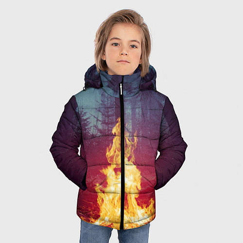 Зимняя куртка для мальчика Пикник в лесу / 3D-Черный – фото 3
