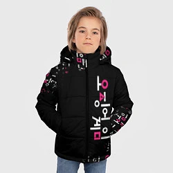 Куртка зимняя для мальчика Игра в кальмара: Вертикальное лого, цвет: 3D-красный — фото 2
