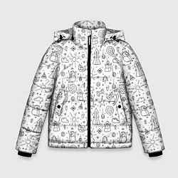 Куртка зимняя для мальчика Зимнее дудл настроение, цвет: 3D-черный