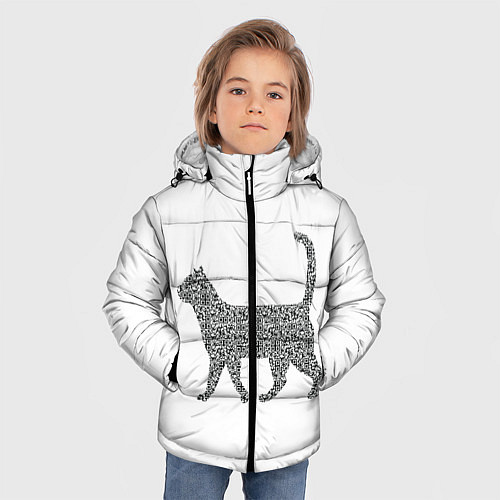 Зимняя куртка для мальчика QR - кот / 3D-Черный – фото 3