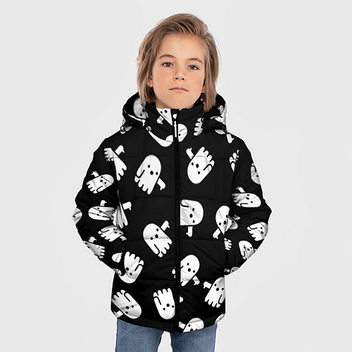 Зимняя куртка для мальчика ПРИВИДЕНИЯ УЗОР HALLOWEEN / 3D-Черный – фото 3