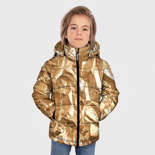 Зимняя куртка для мальчика Мятая Фольга / 3D-Черный – фото 3