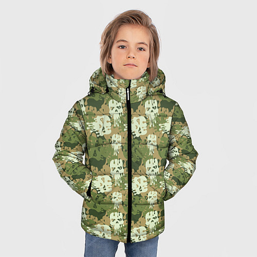Зимняя куртка для мальчика Силуэты Черепов камуфляж / 3D-Черный – фото 3