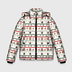 Куртка зимняя для мальчика Узор новогодний Бело-красно-зеленый, цвет: 3D-красный