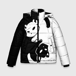 Куртка зимняя для мальчика Черный и белый кот кувыркаются, цвет: 3D-светло-серый